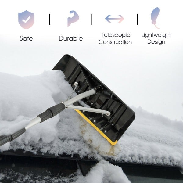 21 ft Roof Rake Twist-N-Lock Telescoping Shovel Snow Leaves Debris Removal 