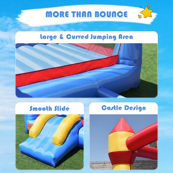 Kids Party Jump Bouncer House w/Net Costzon Inflatable Bounce House Rocket Themed Castle Castle Jumper Slide Mesh Walls 