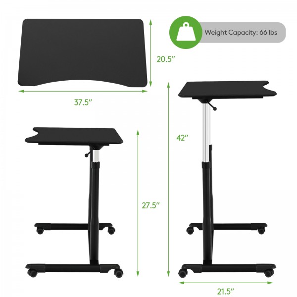 Height Adjustable Computer Desk Sit to Stand Rolling Notebook Table