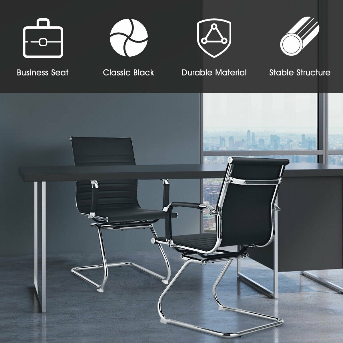 Shunzhi Mesh Reception Chair Heavy Duty Office Guest Chair with Lumbar Support Sled Base and Ergonomic Back with Armrest for Visitors/Meeting Groups/Reception/Conference Room Black 1 pcs 